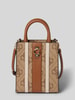 Guess Schoudertas met labelapplicatie, model 'ERENIA MINI TOTE' Lichtbruin