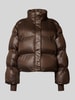 Neo Noir Steppjacke mit Abdeckleiste Modell 'Rhea' Mittelbraun