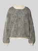 Pieces Loose Fit Strickpullover mit abstraktem Strickmuster Modell 'JENNA' Hellgrau