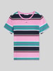 Tommy Jeans slim fit T-shirt van katoenmix in ribtricot Felroze