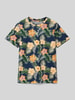Jack & Jones T-Shirt mit Allover-Muster Modell 'CHILL' Marine