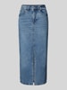 Vila Jeansrok met loopsplit, model 'JAF' Jeansblauw