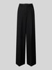 Weekend Max Mara Wide Leg Bundfaltenhose aus Viskose-Leinen-Mix Modell 'VELIERO' Black