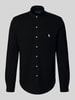 Polo Ralph Lauren Regular fit vrijetijdsoverhemd met labelstitching en opstaande kraag Zwart