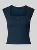Tommy Jeans Top o kroju slim fit z falbanką Granatowy