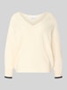 COMMA Strickpullover aus Viskose-Mix mit V-Ausschnitt Offwhite