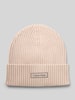 CK Calvin Klein Gebreide muts met kasjmier en labelpatch Offwhite