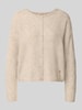 MOS MOSH regular fit gebreid vest van wol-alpacamix model 'Almine' Taupe