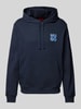 HUGO Hoodie met labelprint, model 'Dimonihood' Marineblauw