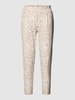 ICHI Tapered fit stoffen broek met all-over print, model 'Kate' Beige