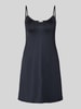 HANRO Knielanges Unterkleid in glänzendem Satin mit Picot-Besatz Black