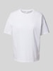 QS T-Shirt mit geripptem Rundhalsausschnitt Weiss