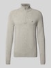 Tommy Hilfiger Regular Fit Troyer aus reiner Wolle Hellgrau
