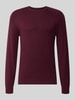 MCNEAL Strickpullover mit geripptem Rundhalsausschnitt Dunkelrot Melange
