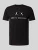 ARMANI EXCHANGE Slim fit T-shirt van puur katoen met logoprint Zwart