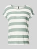 Vero Moda Relaxed Fit T-Shirt aus Viskose-Mix Modell 'WIDE STRIPE' Schilf