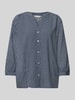 Tom Tailor Loose Fit Kurzarmbluse aus reiner Viskose mit Allover-Muster Dunkelblau