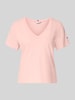 Tommy Hilfiger regular fit T-shirt van mix van katoen en linnen Roze
