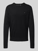 Tommy Hilfiger Gebreide pullover met logostitching, model 'PIMA' Zwart