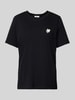 s.Oliver RED LABEL Relaxed Fit T-Shirt aus reiner Baumwolle mit Herz-Stickerei BLACK