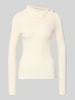 MYON Slim Fit Pullover aus Viskose-Mix in Strick-Optik Offwhite