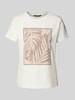 comma T-Shirt mit Motiv-Print Offwhite