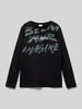 s.Oliver RED LABEL Regular Fit Langarmshirt aus reine Baumwolle mit doppeltem Schriftzug-Print Black