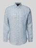 Christian Berg Men Regular Fit Leinenhemd mit Button-Down-Kragen Metallic Gruen
