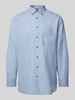 Christian Berg Men Light-Flanellhemd mit Button-Down-Kragen Metallic Blue