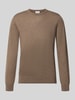 Profuomo Regular Fit Strickpullover aus reiner Wolle Mittelbraun