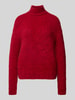 Milano Italy Sweter z dzianiny ze stójką i obniżonymi ramionami Czerwony