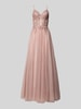 Luxuar Abendkleid mit Spitzenbesatz Rosa