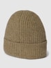 MCNEAL Beanie in riblook van kasjmier Kaki gemêleerd