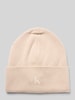 CK Calvin Klein Beanie van viscosemix met logostitching Taupe