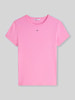 Tommy Jeans slim fit T-shirt van katoenmix in ribtricot Felroze gemêleerd