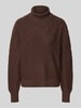 FREE/QUENT Sweter z dzianiny z prążkowanymi wykończeniami model ‘Saturn’ Ciemnobrązowy
