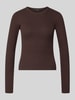 VERO MODA Slim Fit Langarmshirt aus Baumwoll-Mix Modell 'CHLOE' Schoko