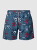 Schiesser Badehose mit Streifenmuster und Allover-Print Blau