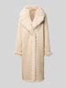 PETITE M. Keerbare lange jas met imitatiebont Ecru
