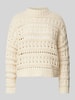 Only Pullover met ajourpatroon, model 'LEAH' Offwhite gemêleerd