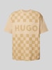 Hugo Blue T-shirt met labelprint, model 'Narliparo' Beige