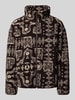 REVIEW Fleecejacke mit Stehkragen und Label-Detail Dunkelbraun