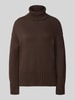 MOS MOSH Relaxed Fit Strickpullover aus reiner Baumwolle mit Rollkragen Dunkelbraun