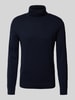 Tom Tailor Regular Fit Rollkragenpullover aus reiner Baumwolle mit Logo-Stitching Dunkelblau