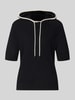 Marc Cain Bluza z kapturem o kroju relaxed fit z mieszanki wełny Czarny