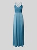 V.M. Abendkleid mit V-Ausschnitt und gekreuzten Trägern Hellblau