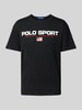 Polo Sport T-shirt met labelprint Zwart