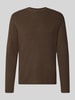 Lindbergh slim fit gebreide trui van katoenmix Chocoladebruin