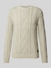 s.Oliver RED LABEL Regular Fit Strickpullover mit Zopfmuster aus Baumwolle Sand