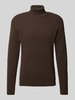 SELECTED HOMME Strickpullover mit Rollkragen Modell 'THEO' Mittelbraun